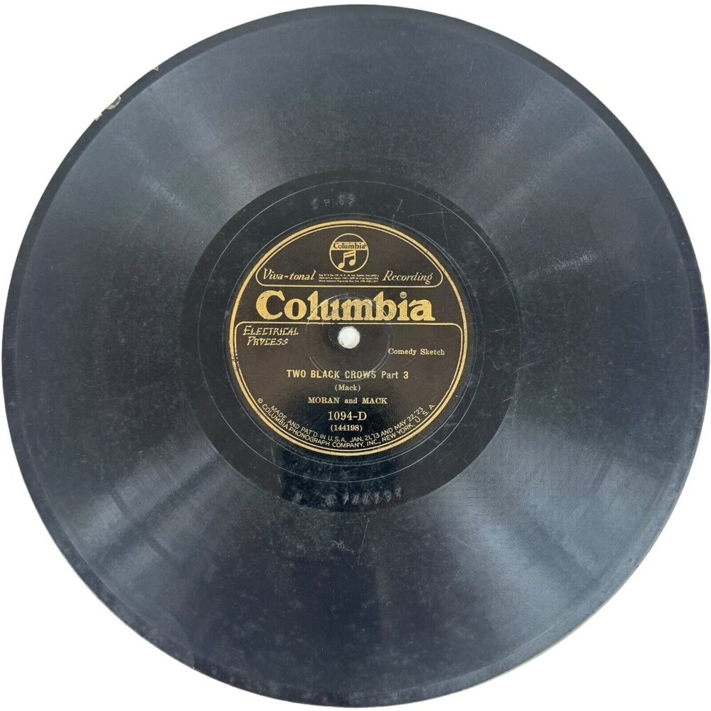 Moran and Mack - Two Black Crows Part 3 & 4 - 1094-D Columbia 78rpm 10" Shellac
